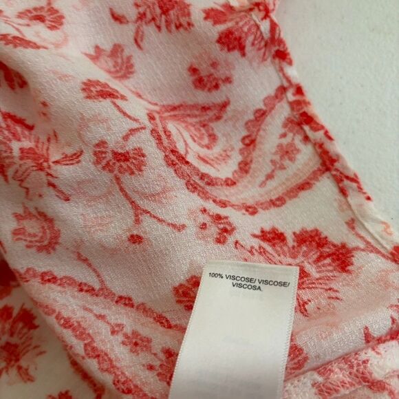 Lucky Brand Blouse Women's Small Pink Paisley V-Neck Ruffle Boho Shirt Top - Picture 7 of 8